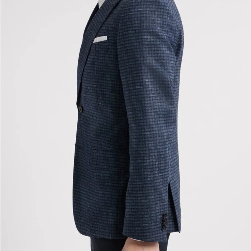 Boss Hutson Men's Navy Checkered Blazer Size 46R New